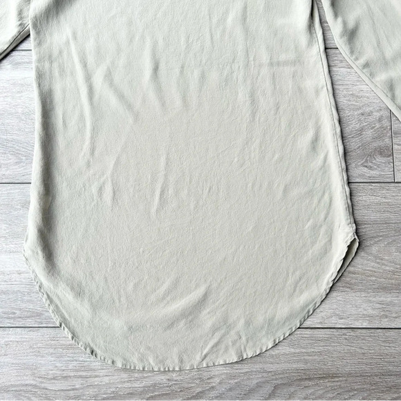 Oak Fort Taupe Pure Silk Laser Cutout Long  Sleeve Shift Dress - Picture 13 of 14